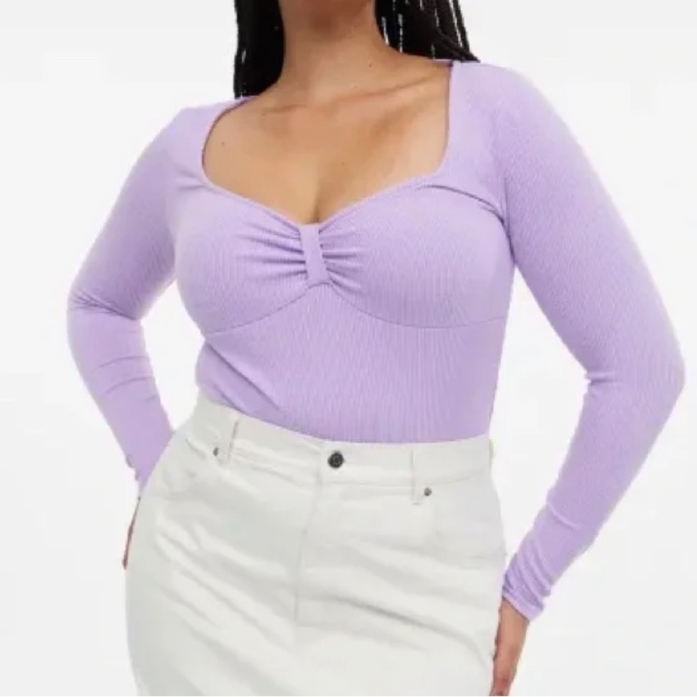 H&M ribbed Jersey bodysuit purple